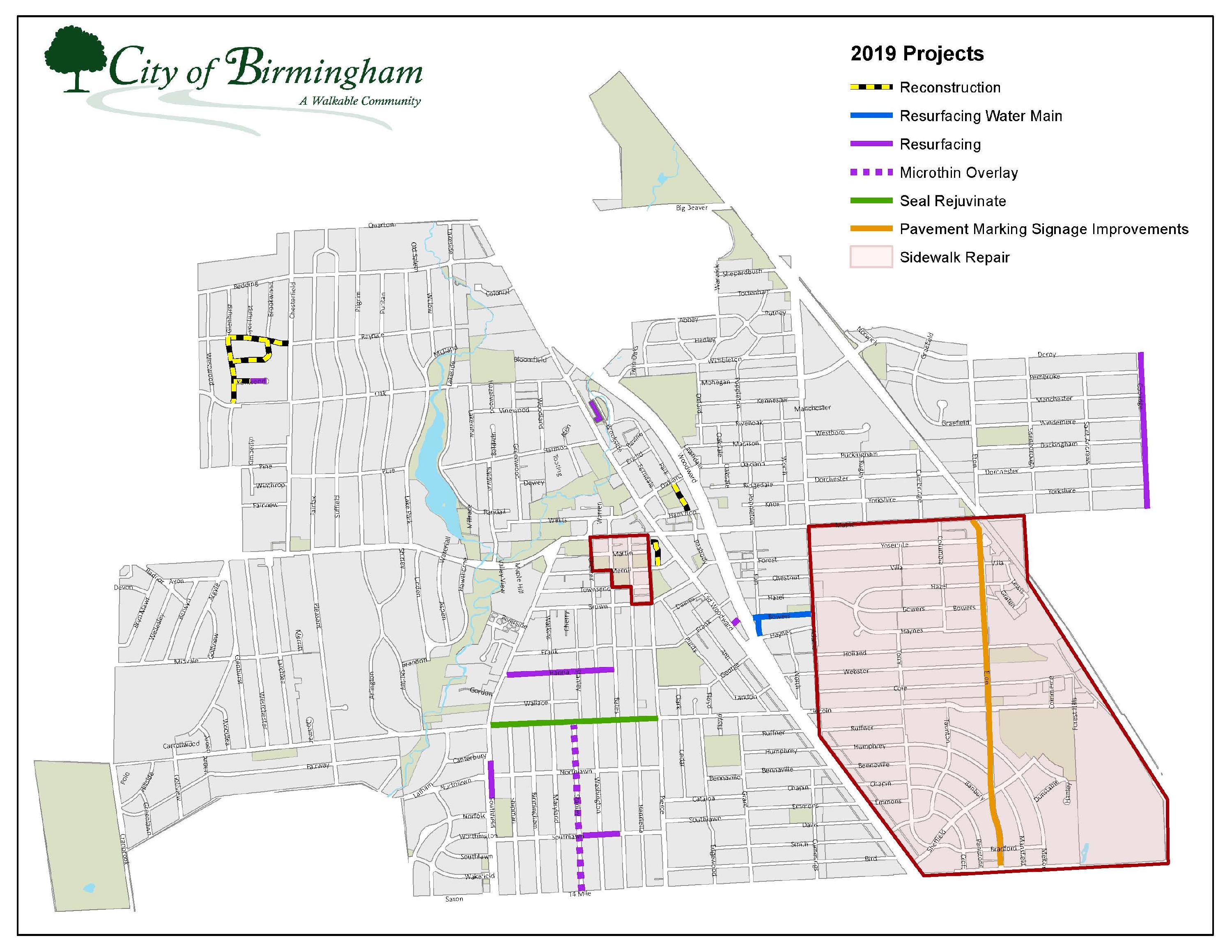 Map showing area for 2019 projects